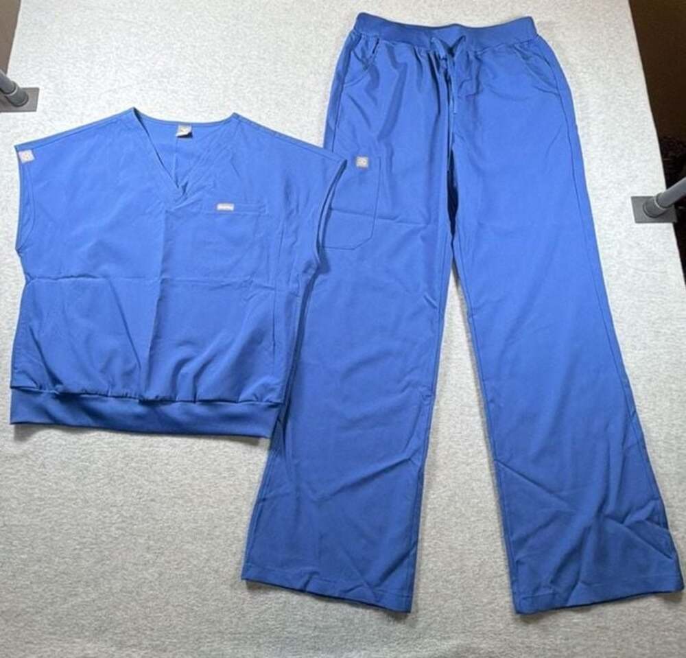 NiaaHinn Women's Royal Blue Scrub Set - Sleeveless V-Neck Top and Matching Pants